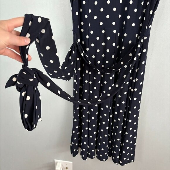 Lauren Ralph Lauren Navy and White Polka Dot Midi Dress - Picture 3 of 11